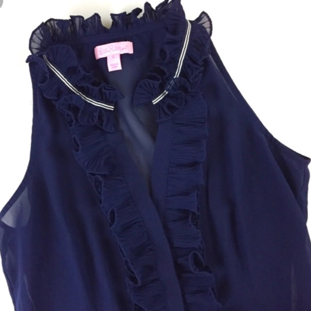 Lilly Pulitzer silly sleeveless navy blouse